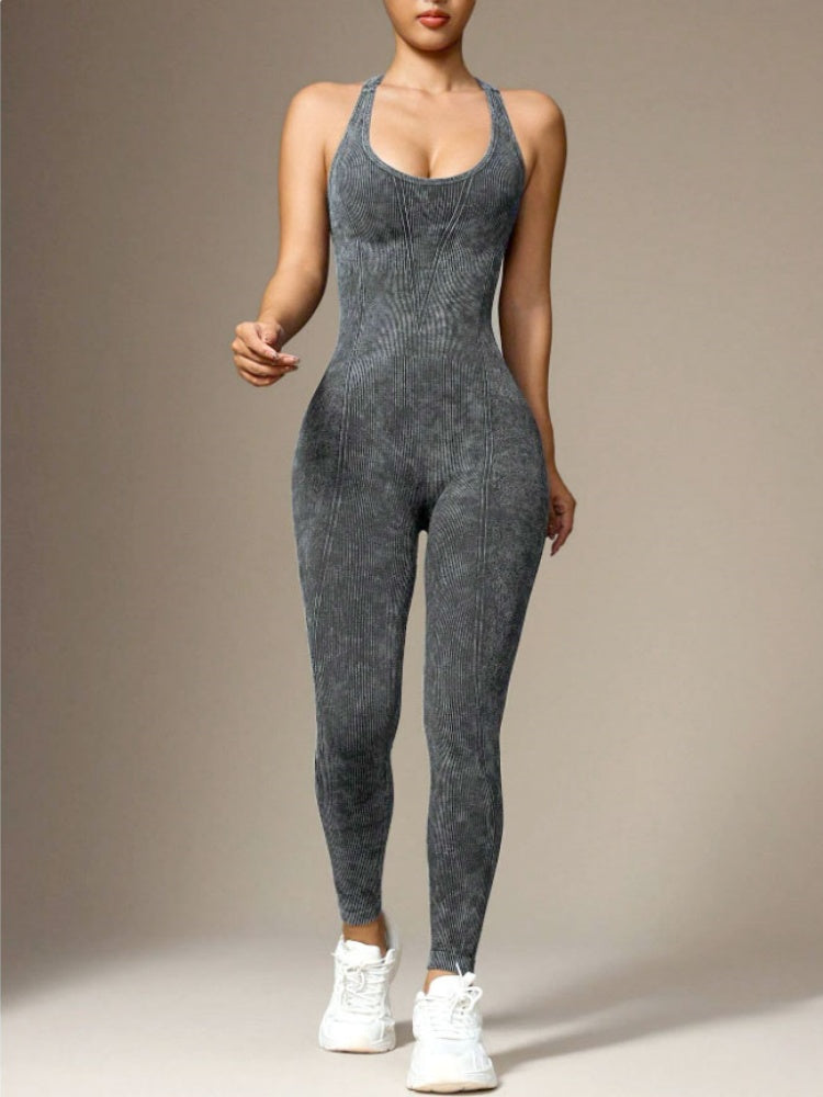 Women's One Piece Yoga Bodysuit Shorts Set Fitness Gym Workout Tracksuit