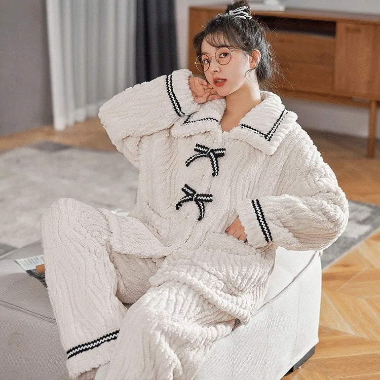 Women's Pajamas for Autumn and Winter, Warm Padded Home Wear, Thickened Princess Clothes for Students, Cozy Women