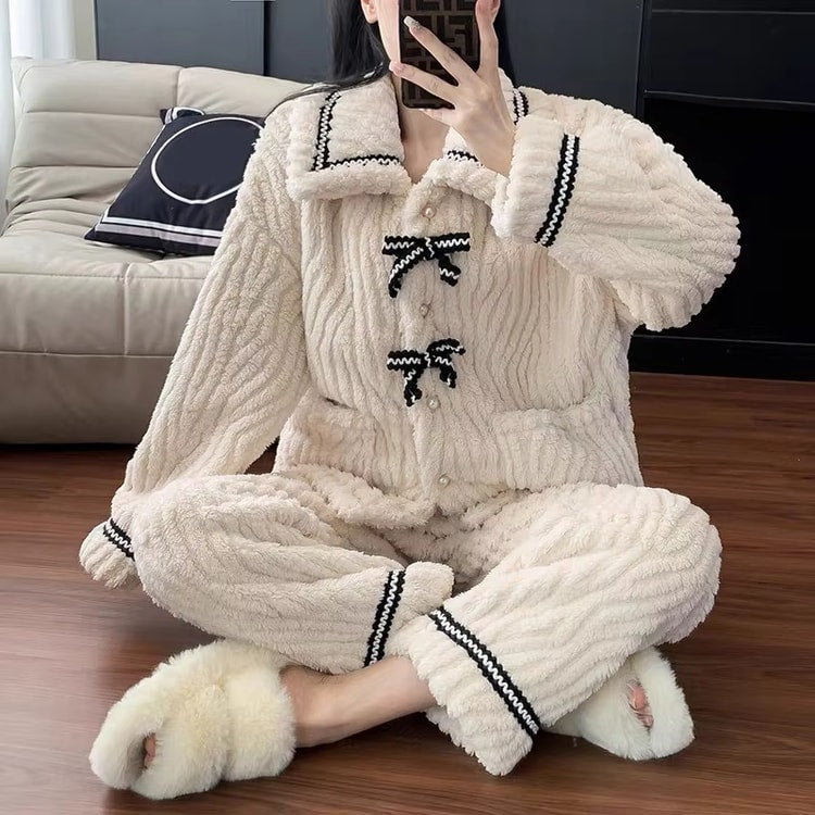 Women's Pajamas for Autumn and Winter, Warm Padded Home Wear, Thickened Princess Clothes for Students, Cozy Women