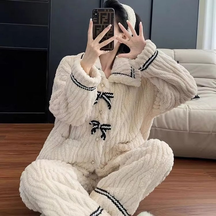 Women's Pajamas for Autumn and Winter, Warm Padded Home Wear, Thickened Princess Clothes for Students, Cozy Women