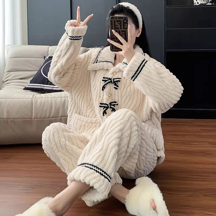 Women's Pajamas for Autumn and Winter, Warm Padded Home Wear, Thickened Princess Clothes for Students, Cozy Women