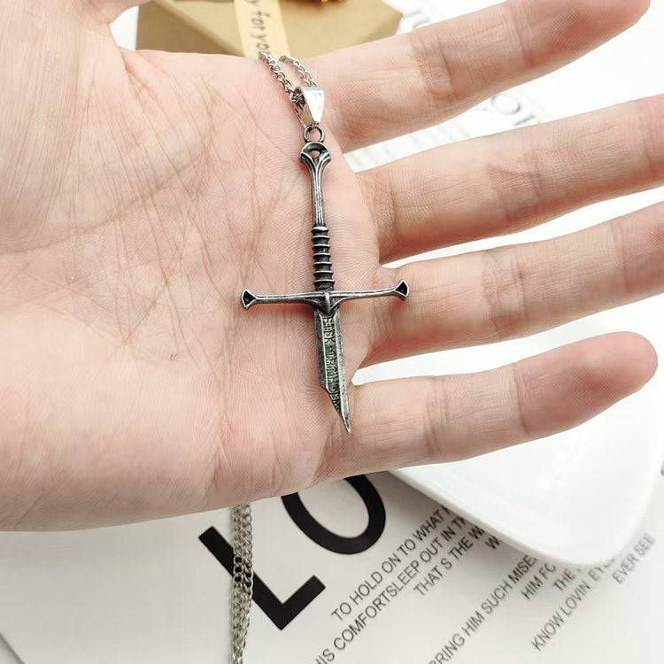 Broken Fantasy Sword Pendant Necklace – Heroic Warrior-Inspired Collectible Jewelry