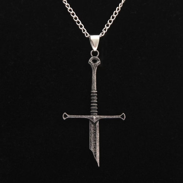 Broken Fantasy Sword Pendant Necklace – Heroic Warrior-Inspired Collectible Jewelry