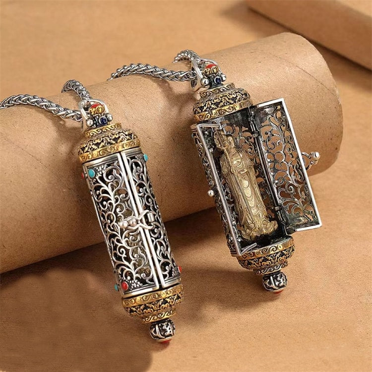 Vintage King of the Inferno Bodhisattva Necklace for Men – Hollow Pendant Amulet