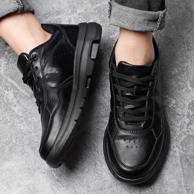 Casual Men Shoes Sneakers Trend, Breathable Leather Sneakers, Non-Slip Male Footwear, Comfortable Leisure Shoes for Men